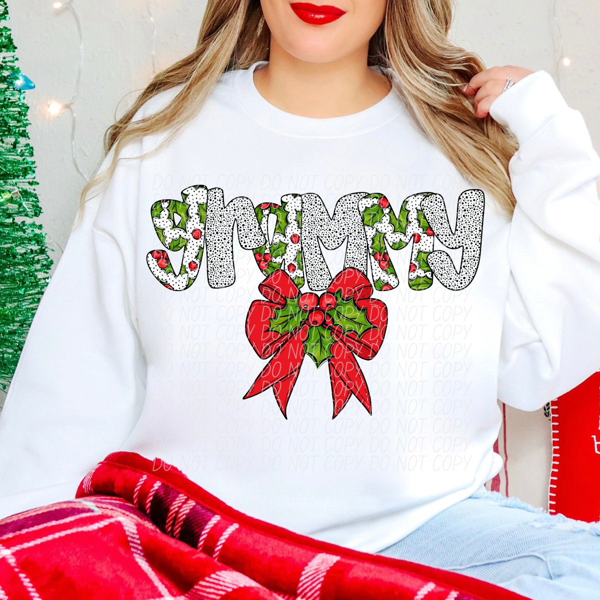 Grammy Holly Leaves with bow (City) DTF transfer