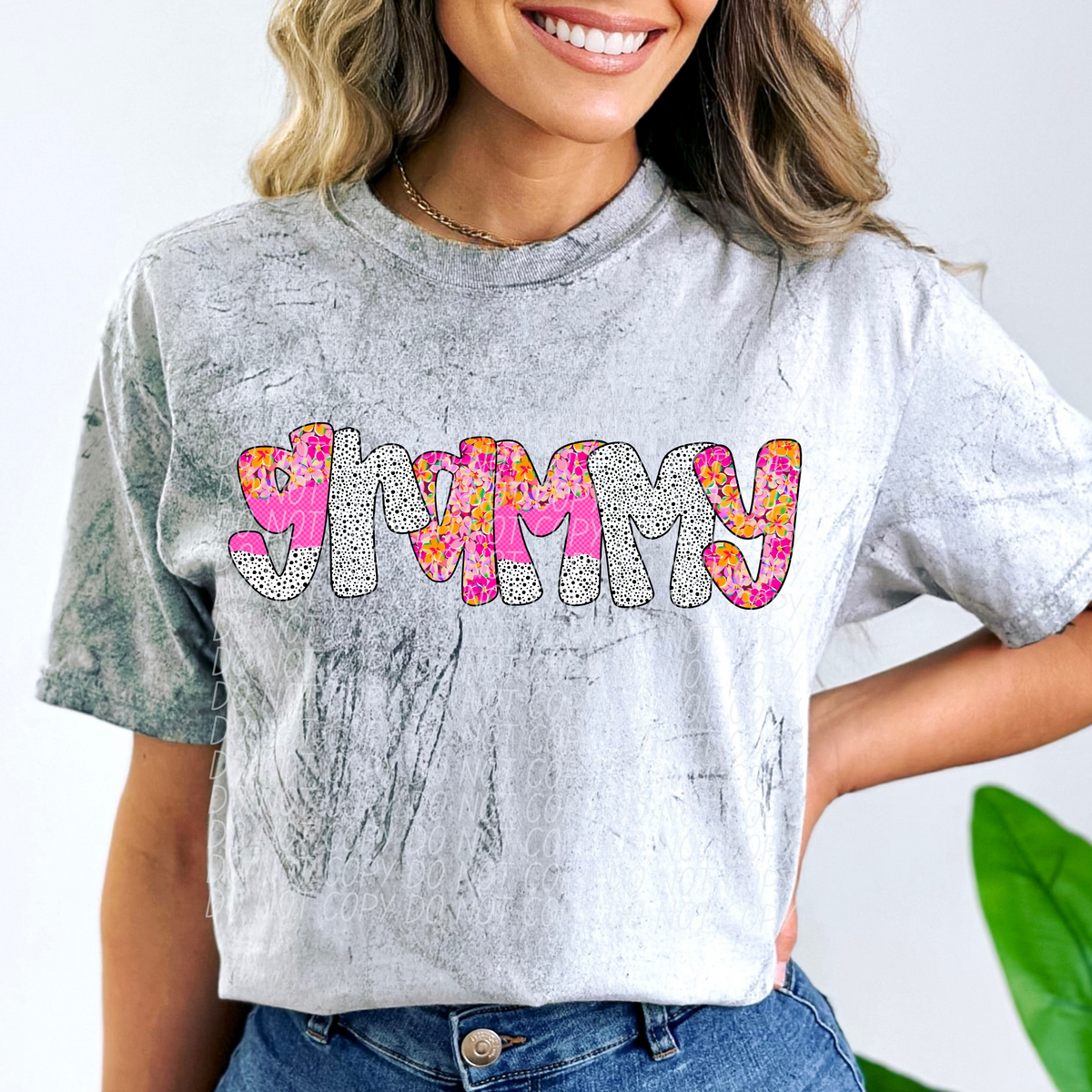 Grammy pink floral polka dot (City) DTF transfer