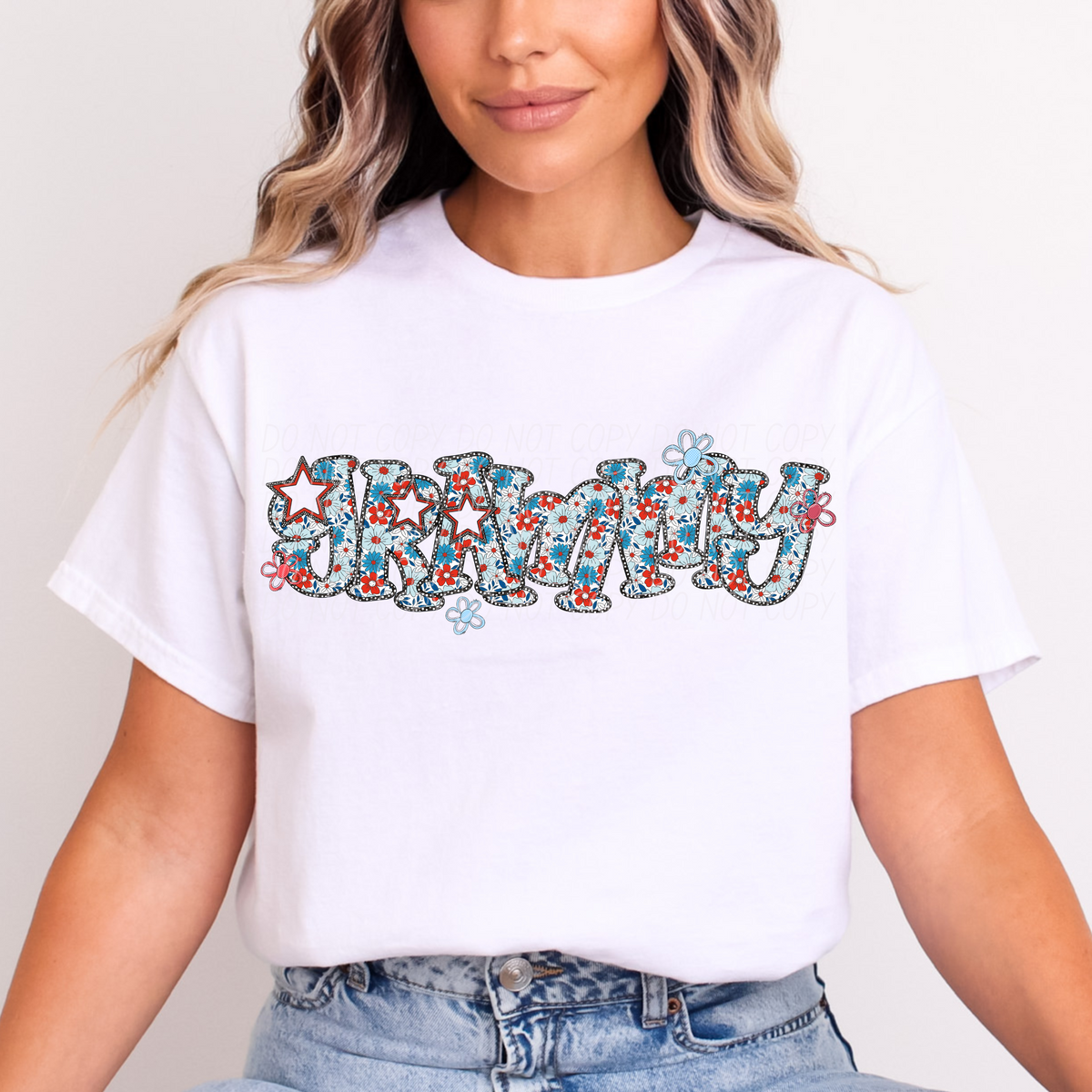 Grammy 4th of July flower (City) DTF transfer