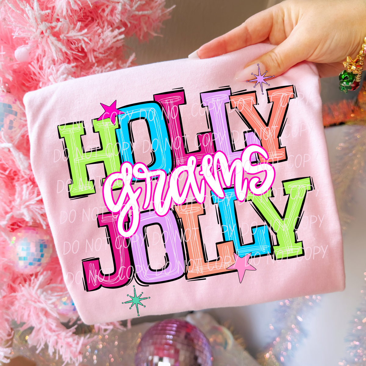 grams holly jolly names (city) DTF Transfer