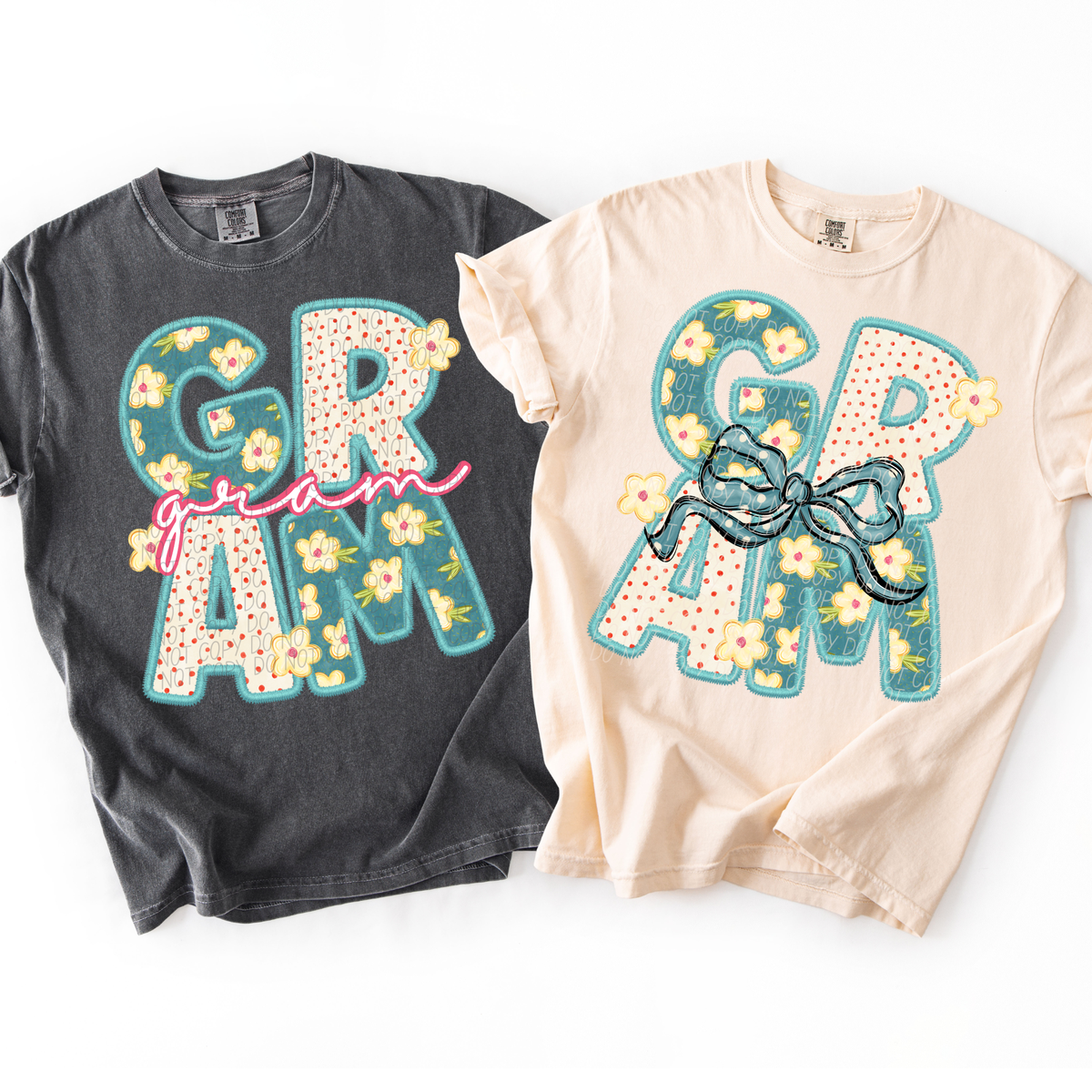 Vintage floral Gram (Pink words) (City) DTF Transfer