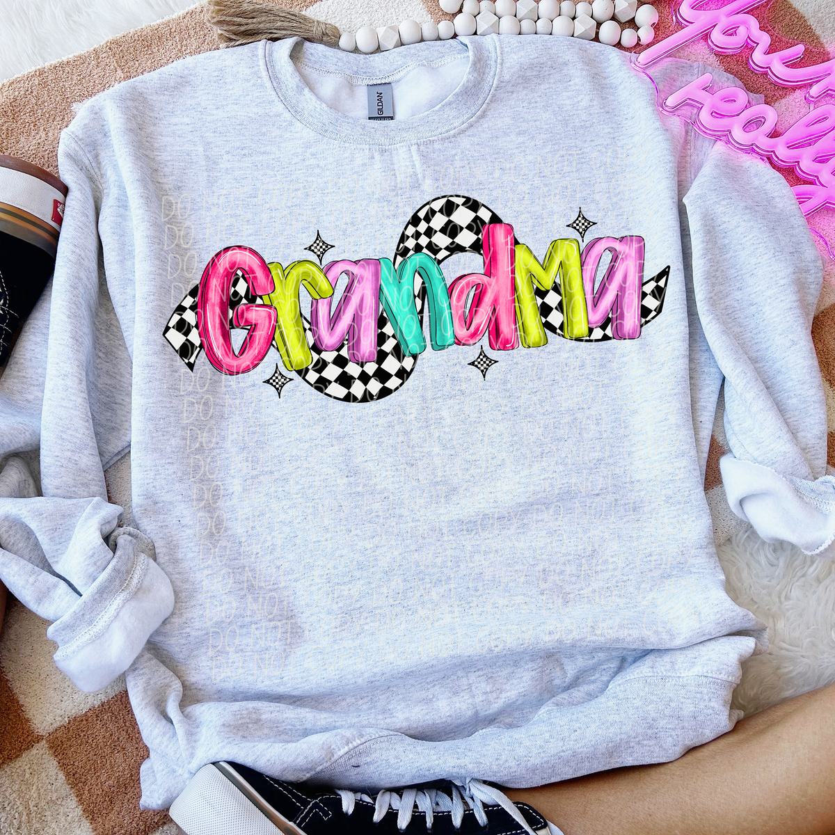 Grandma Colorful Checker 74207 DTF Transfer