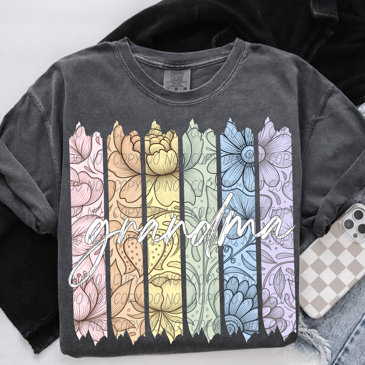 Grandma Rainbow floral names (City) DTF Transfer
