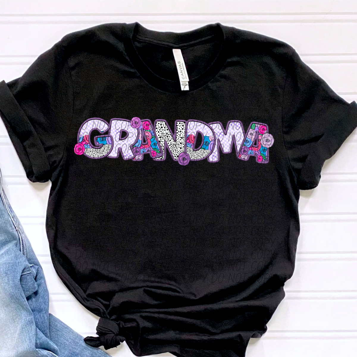 Grandma Floral Purple Checkered (CITY) DTF transfer