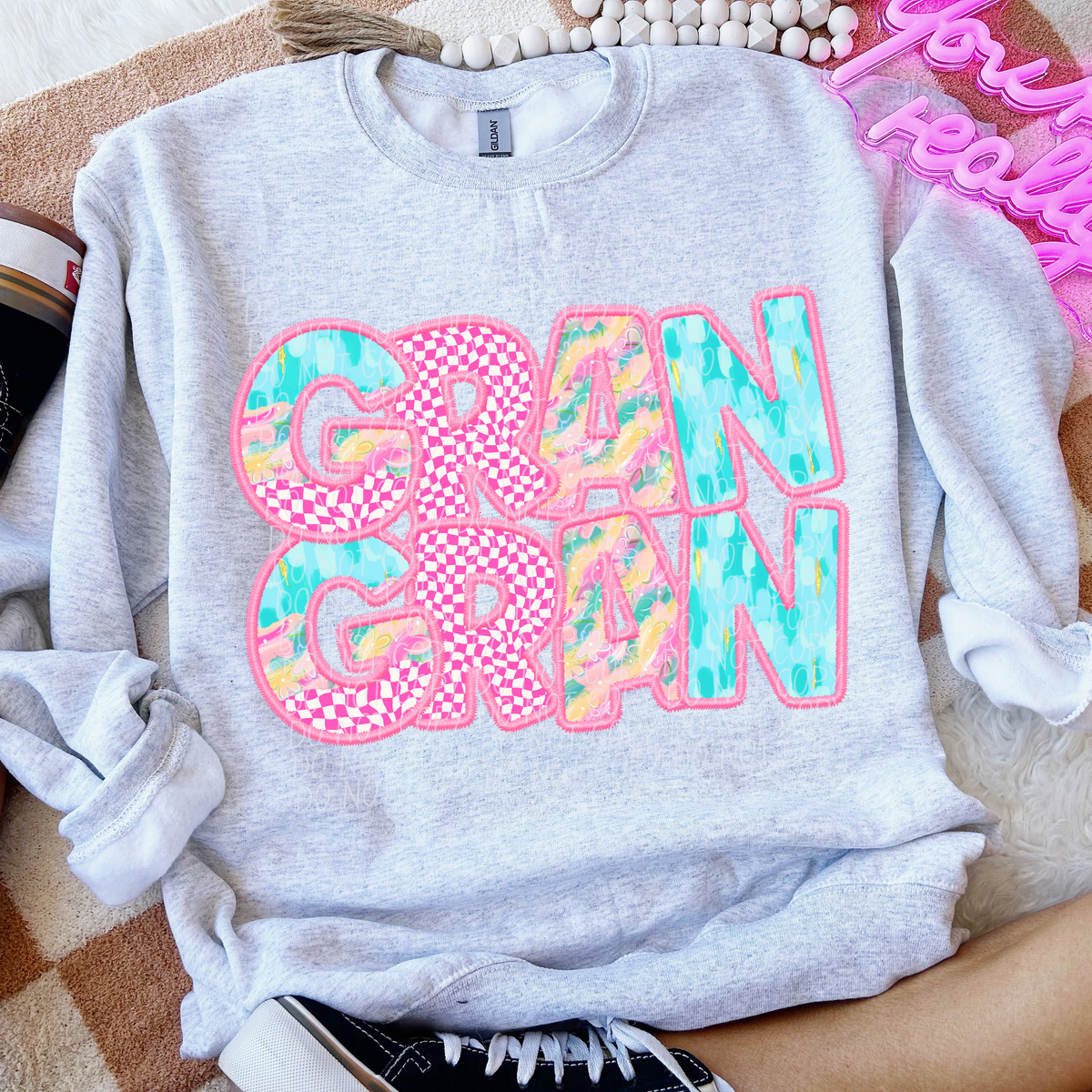 Gran Gran Spring Pink Checkered (CITY) DTF transfer