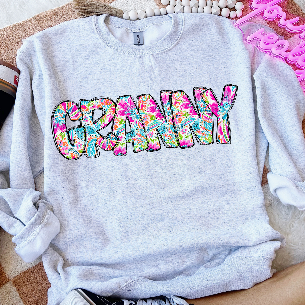 Granny Paisley Font (CITY) DTF transfer