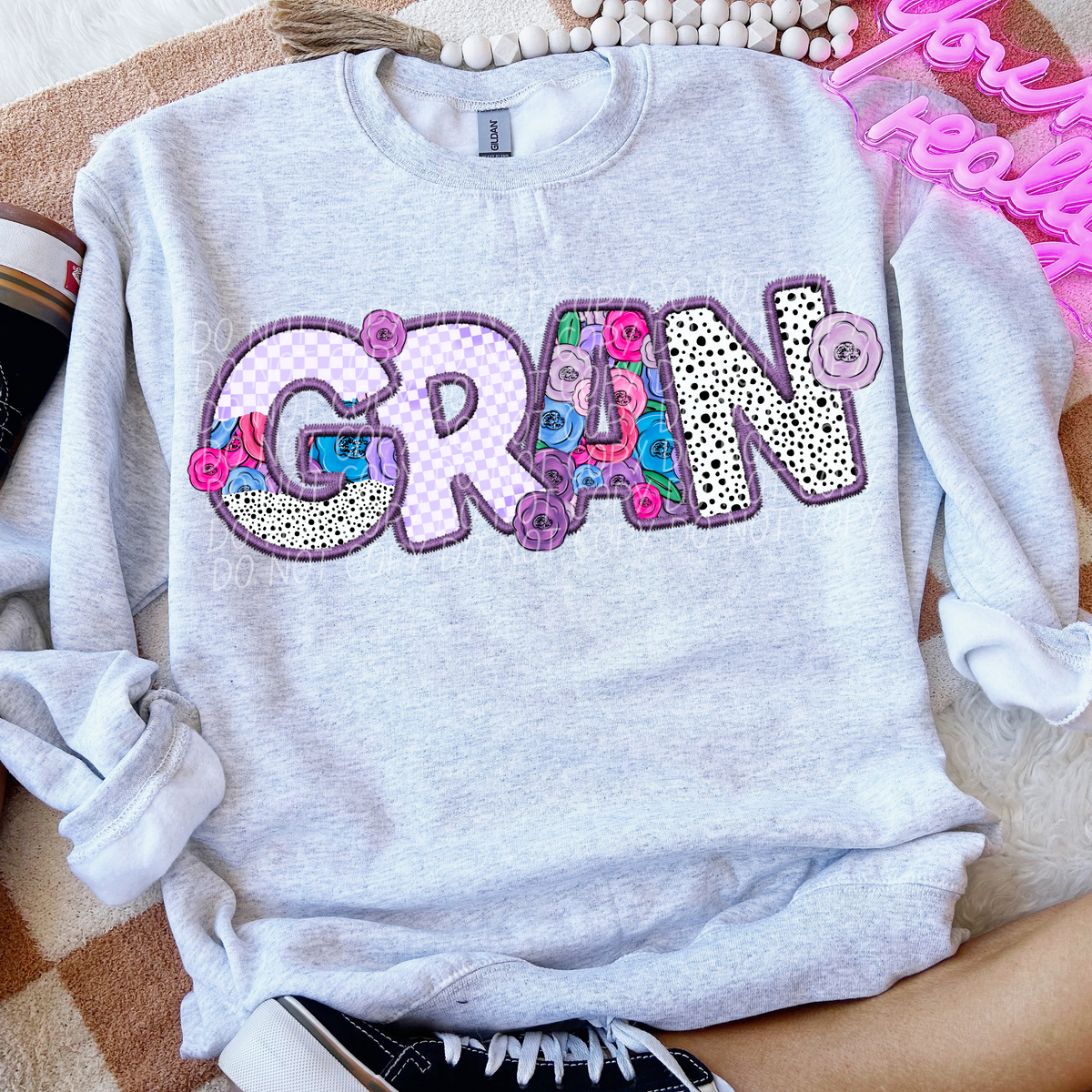 Gran Floral Purple Checkered (CITY) DTF transfer