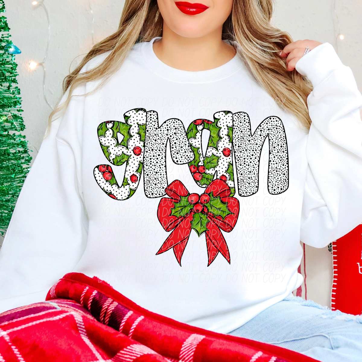 Gran Holly Leaves with Bow (City) DTF transfer