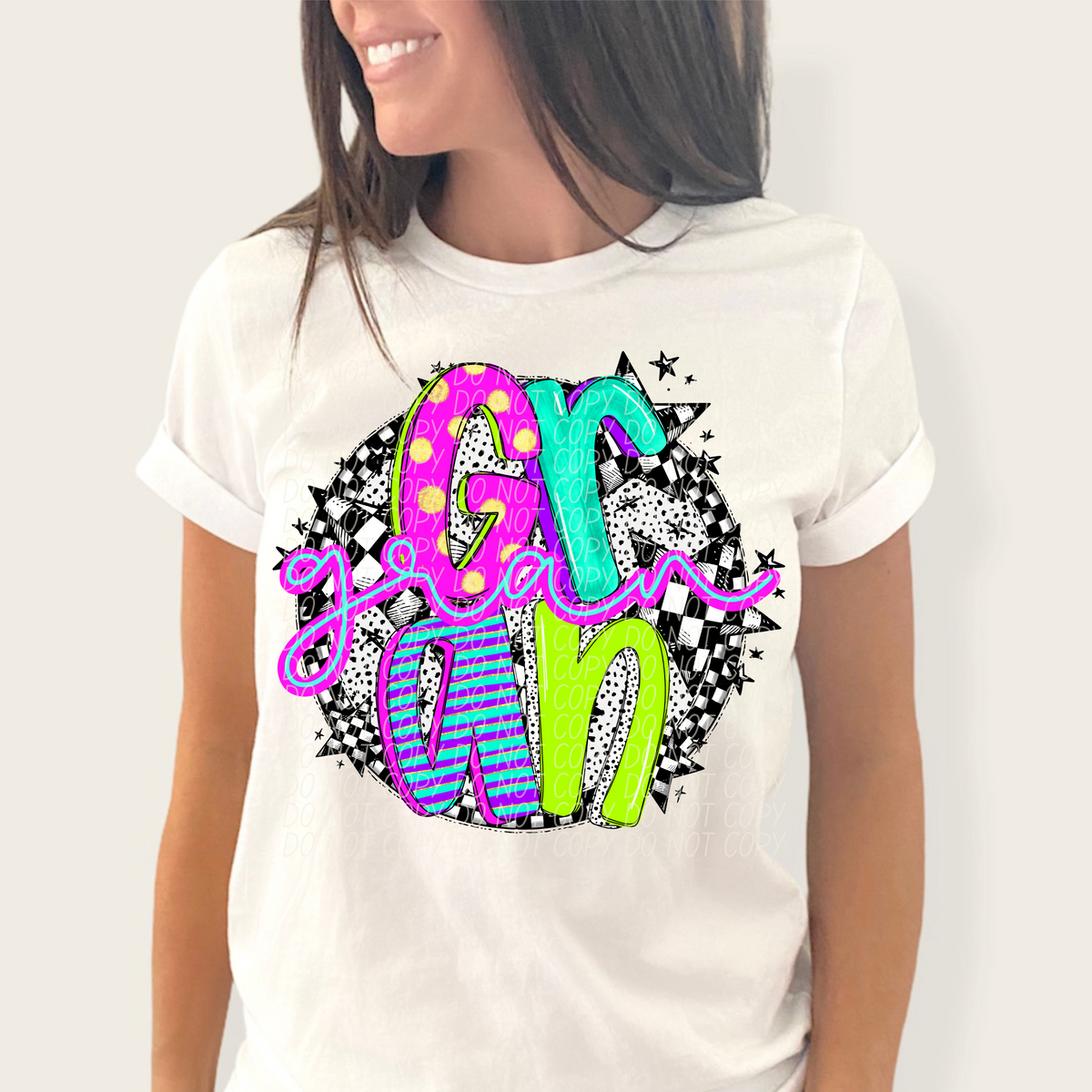Gran neon checkered CITY DTF transfers