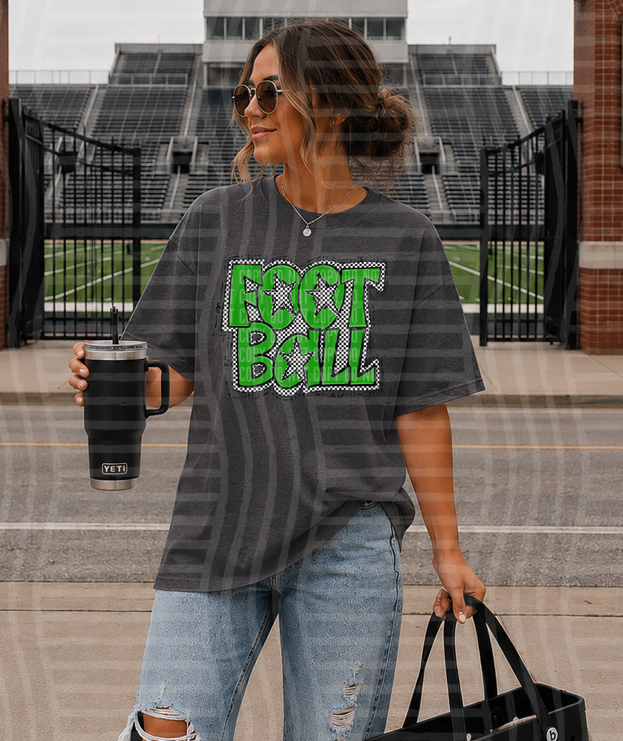 Green Preppy Checker Football with Star (Caplinger) DTF Transfers