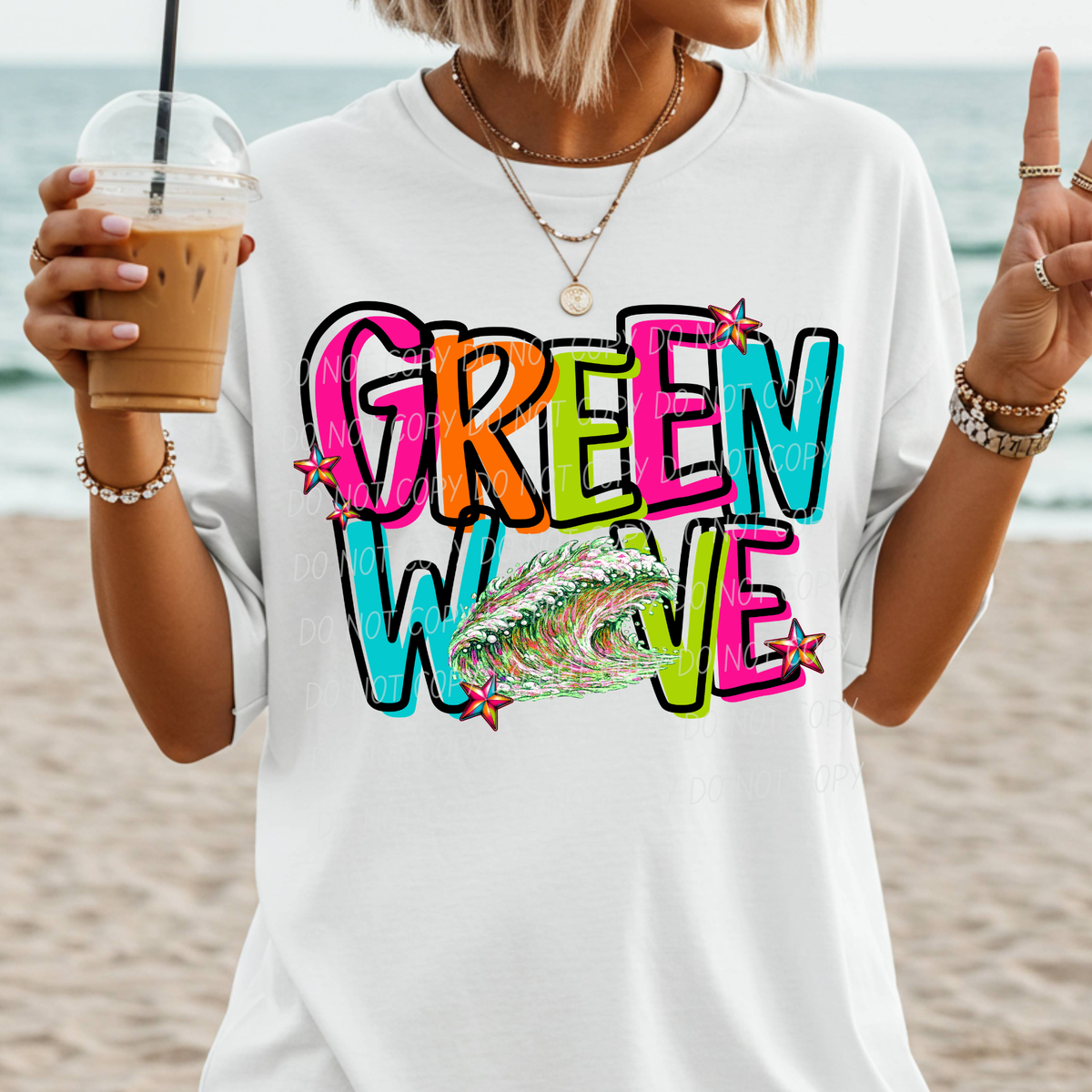 Green wave Friday night neon (City) DTF Transfer