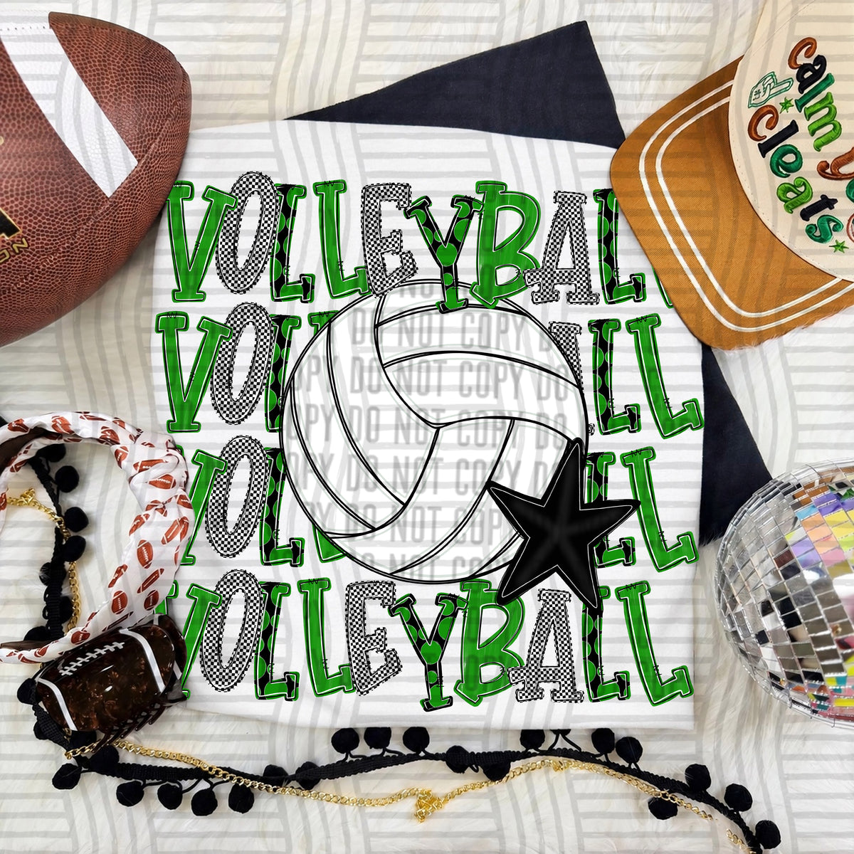 Green-Volleyball quad stacked (Caplinger) DTF Transfer
