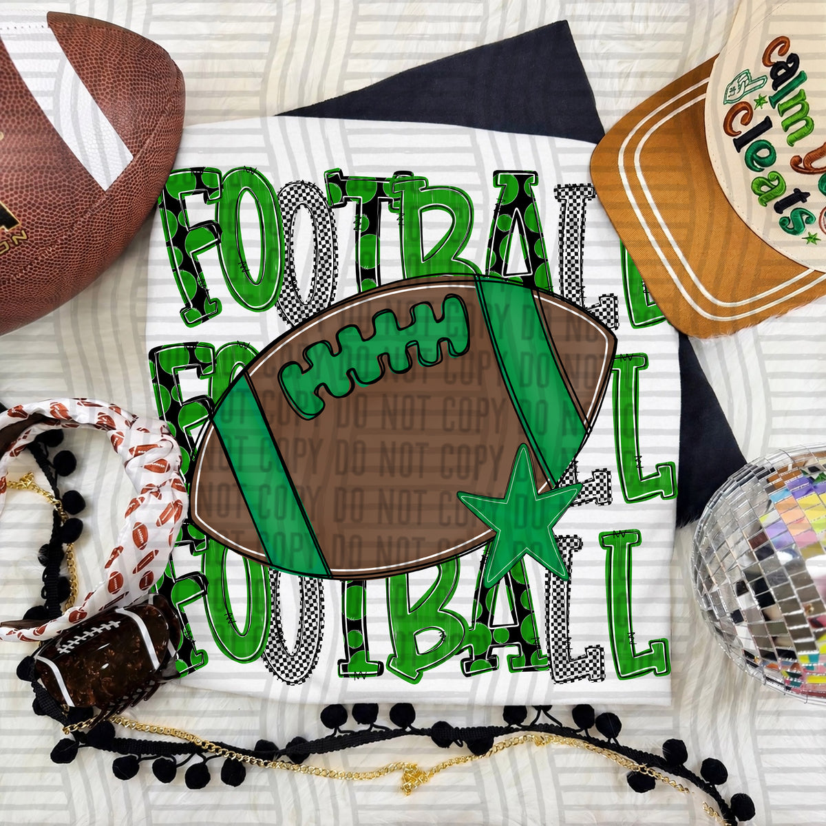 Green-Football Tri Stacked (Caplinger) DTF Transfer