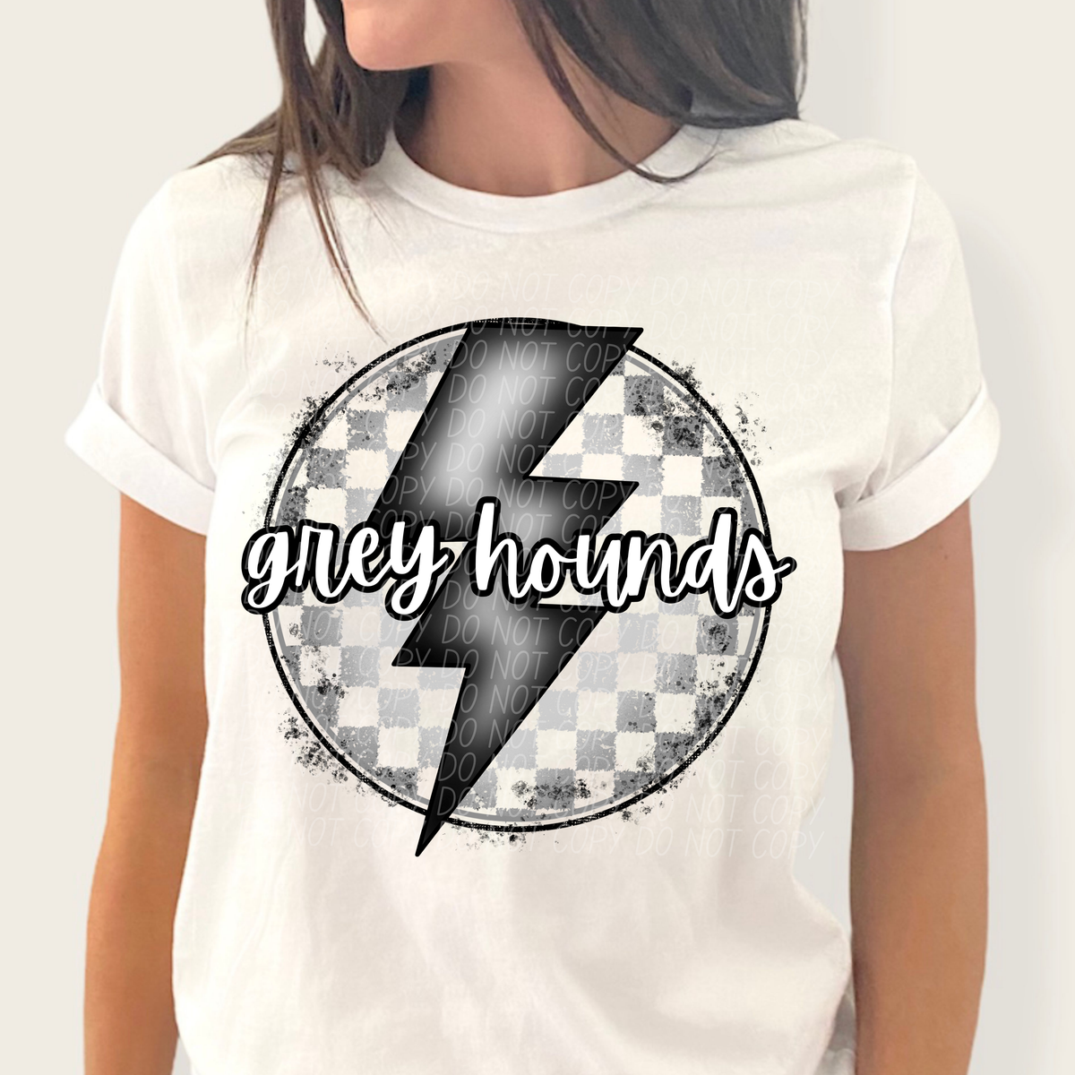 Grey hounds grey/silver lightning bolt circle CITY DTF transfer