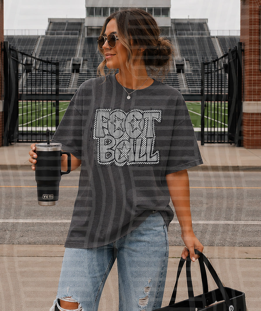 Grey Preppy Checker Football with Star (Caplinger) DTF Transfers (Copy)