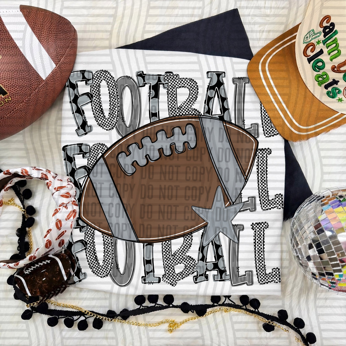 Grey-Football Tri Stacked (Caplinger) DTF Transfer