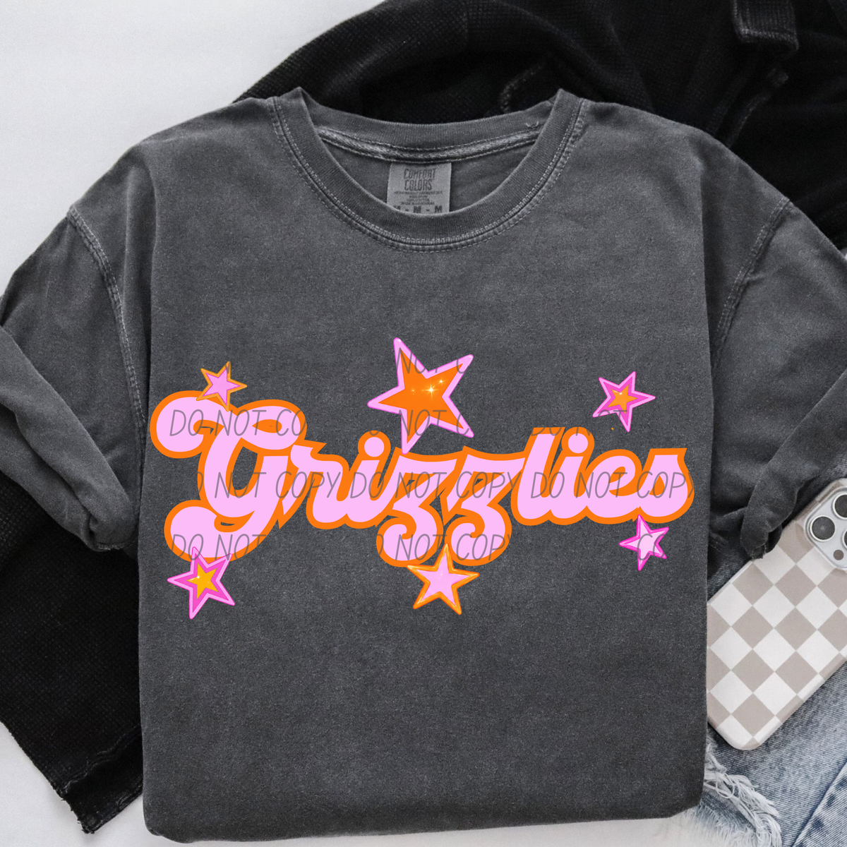 grizzlies pink orange stars (city) DTF transfer