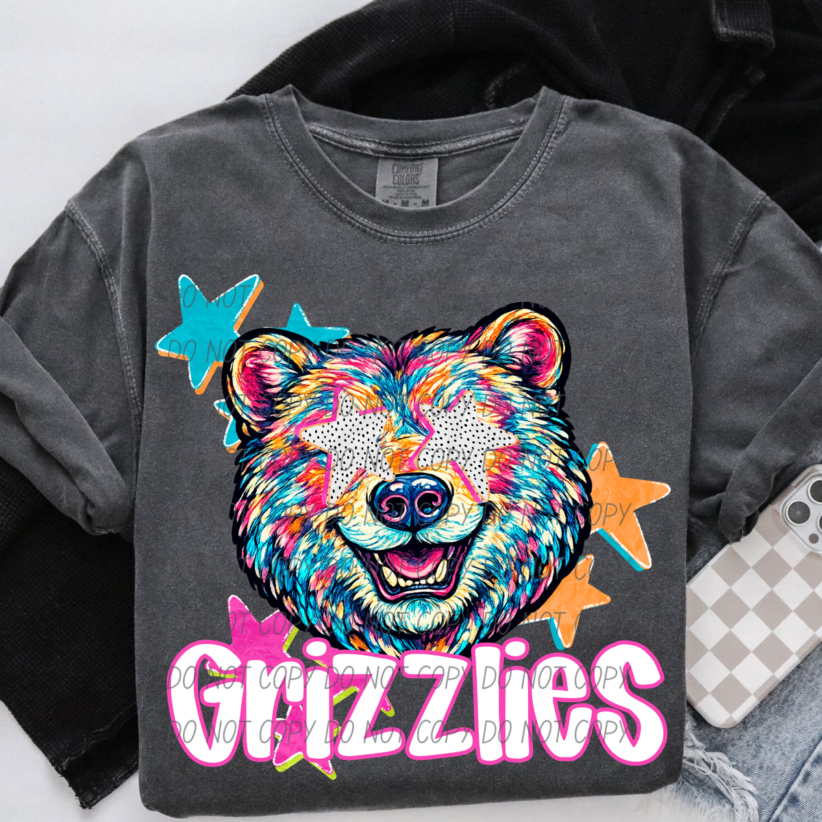 grizzlies pop art with stars (CITY) DTF Transfer