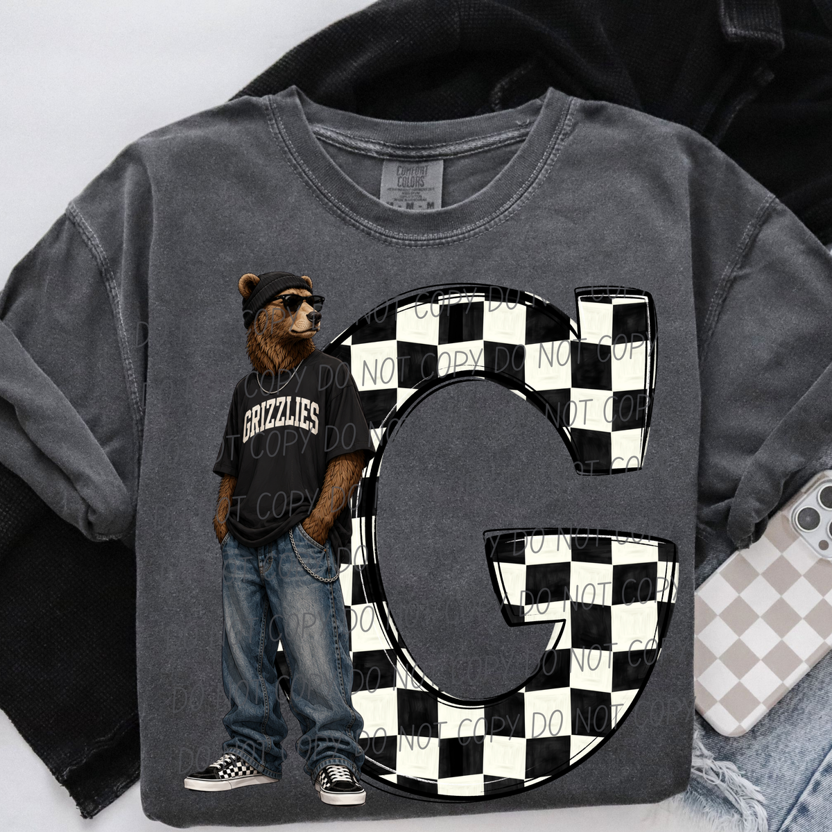 Grizzlies sideline sweatshirt mascots (City) DTF Transfer