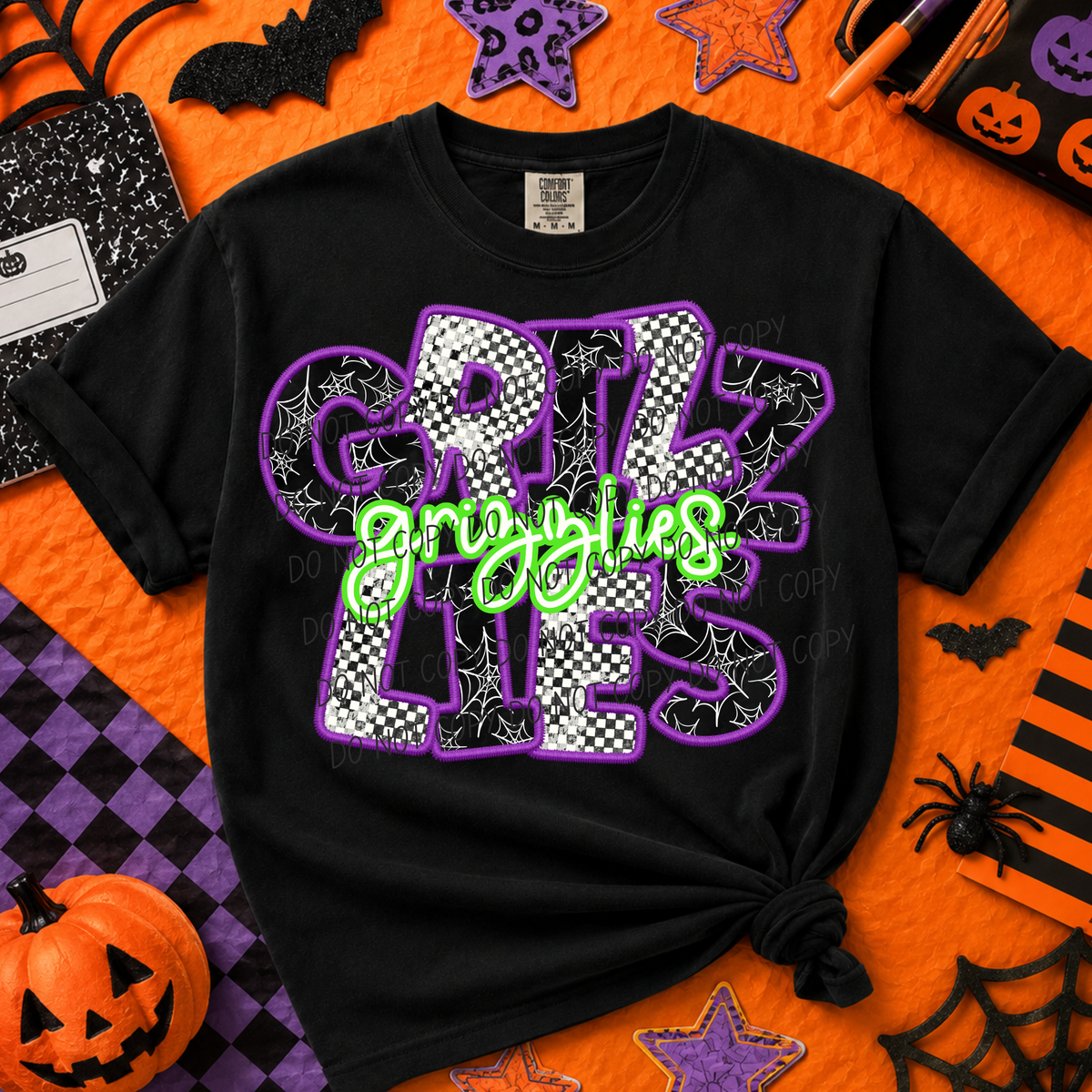 Grizzles-Purple/Green Halloween Font (CITY) DTF Transfer
