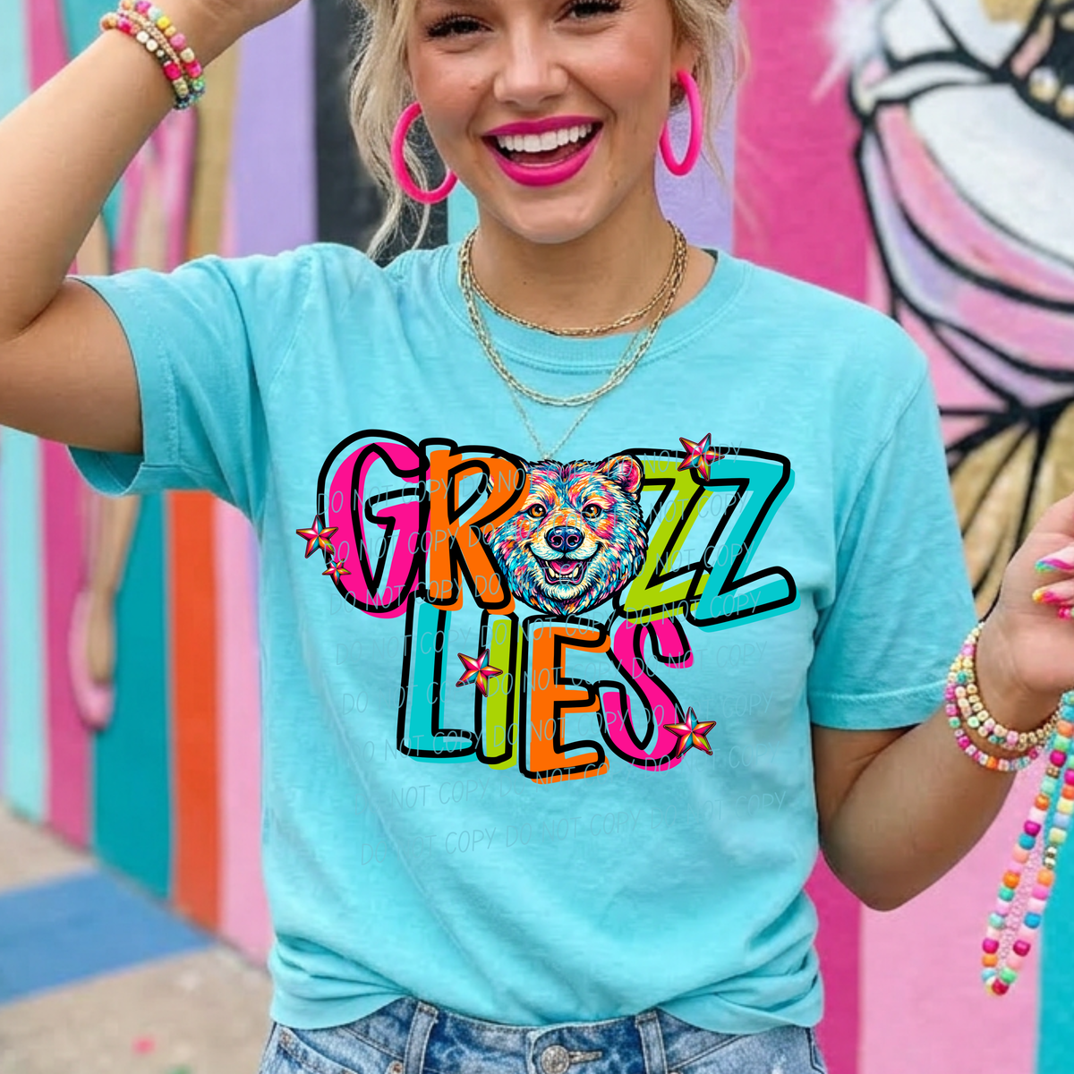 grizzlies rainbow stacked with head (city) DTF Transfer