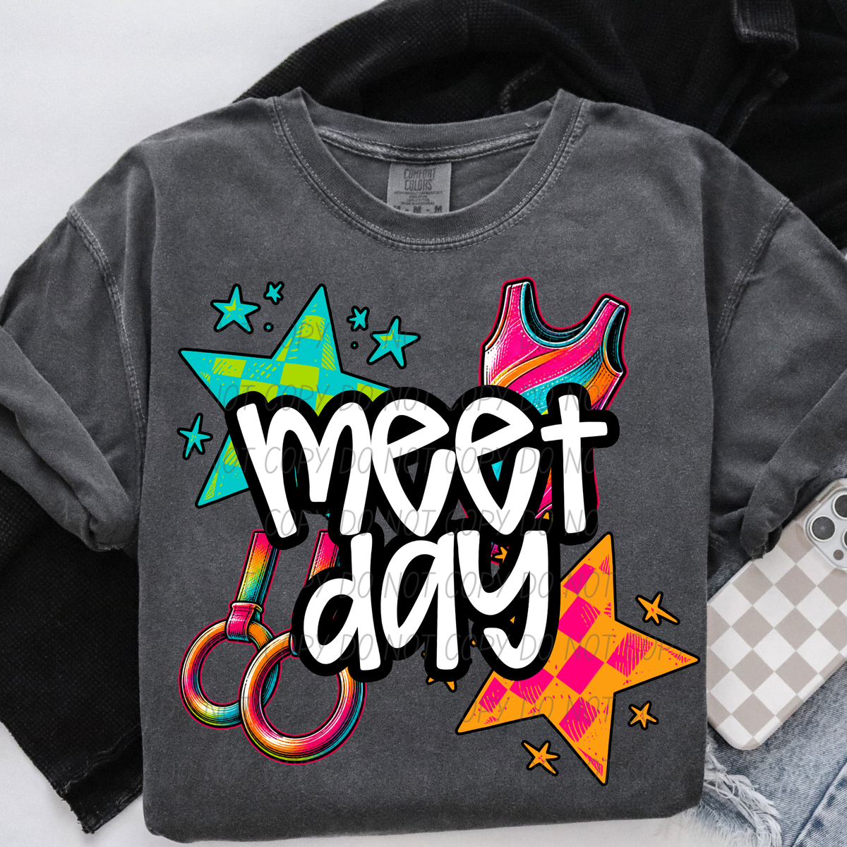 Meet day gymnastics neon checker (City) DTF Transfer