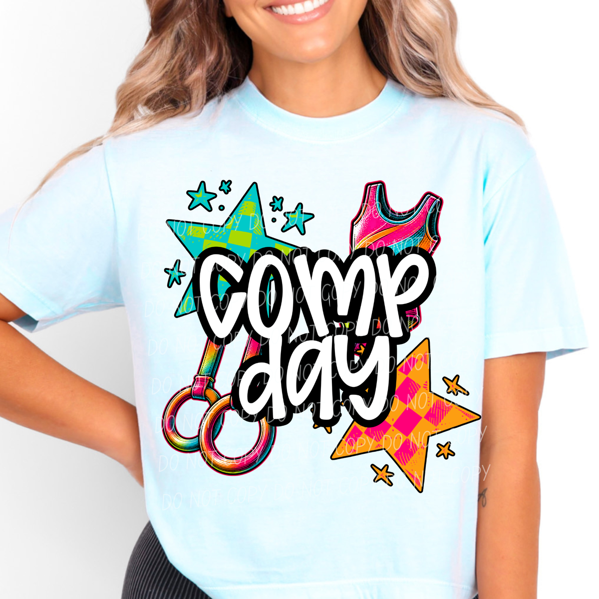 Comp day gymnastics neon checker (City) DTF Transfer