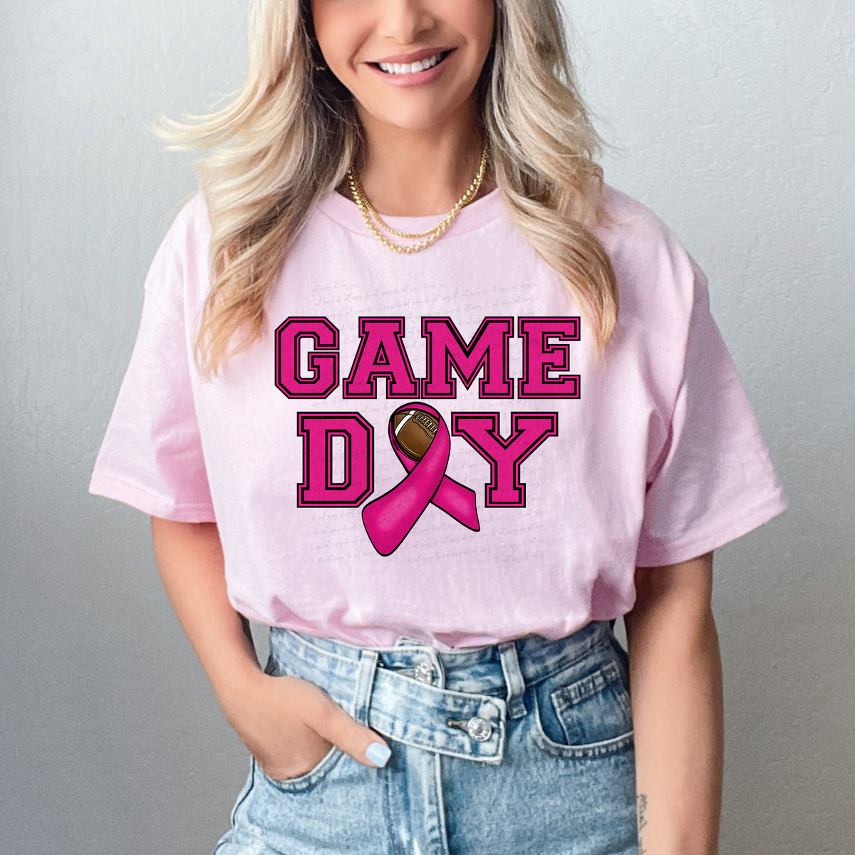 Game Day Pink Font Football 111353 DTF transfer