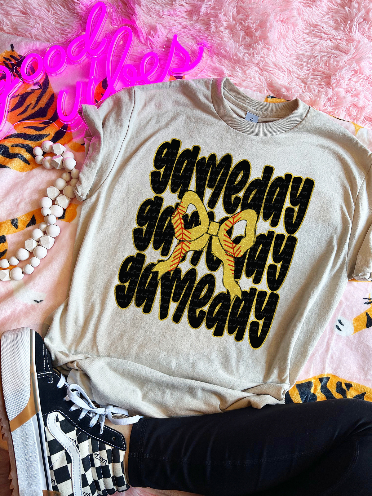 Game Day Stacked Softball Bow 81888 DTF Transfer