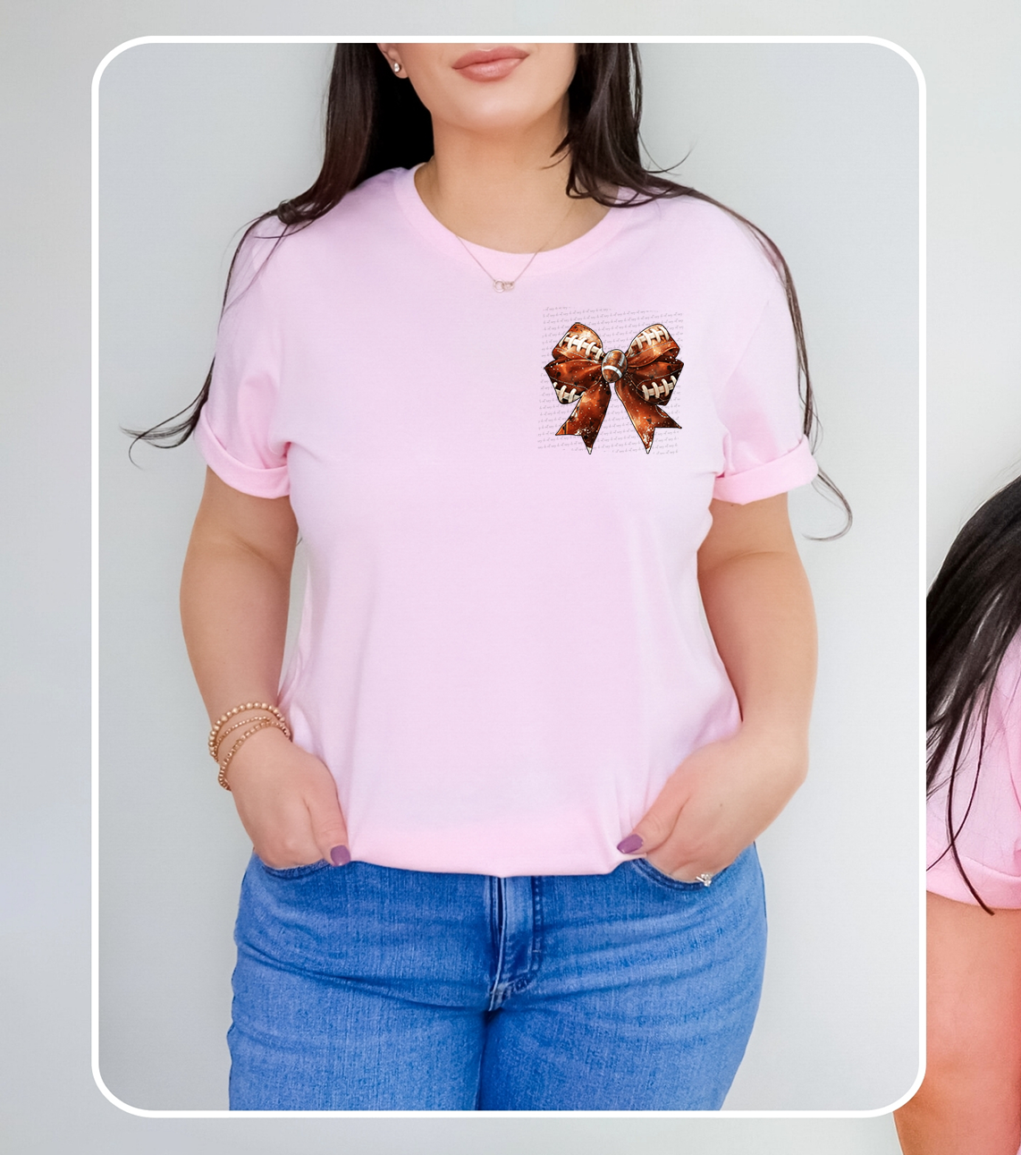 Gameday Stacked Football Bow (Pocket Print) 54984 DTF transfer