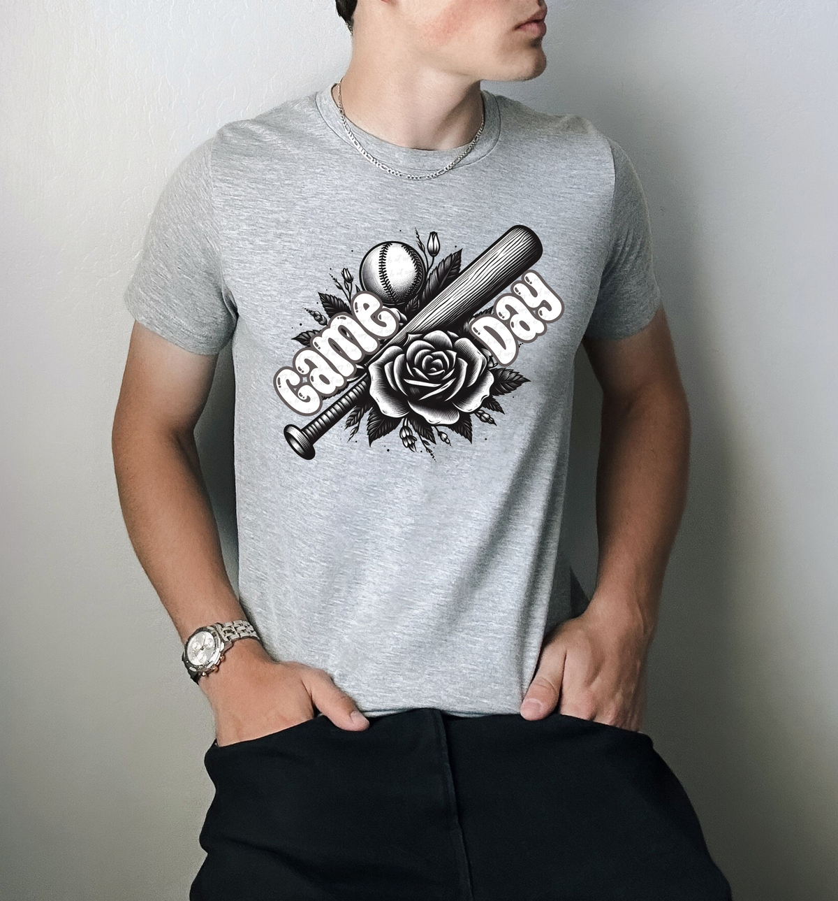 Game Day Baseball Bat Flower 117826 DTF transfer