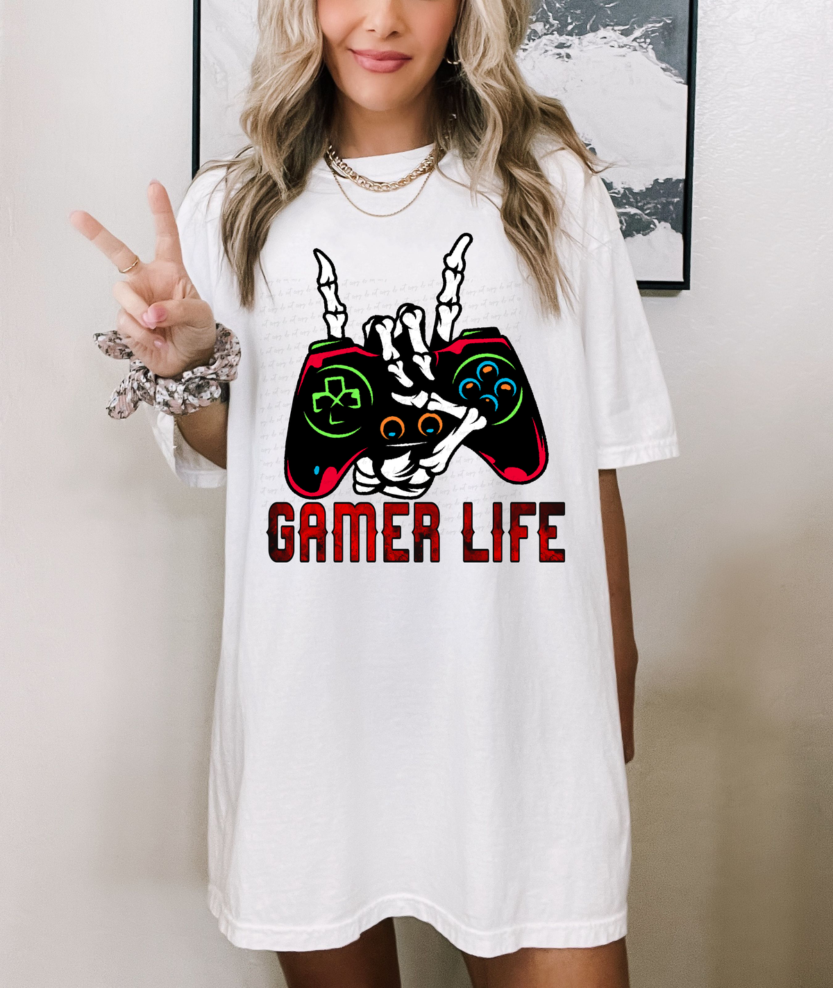 Gamer Life Skellie Hand Red Console Front Print 115772 DTF Transfer