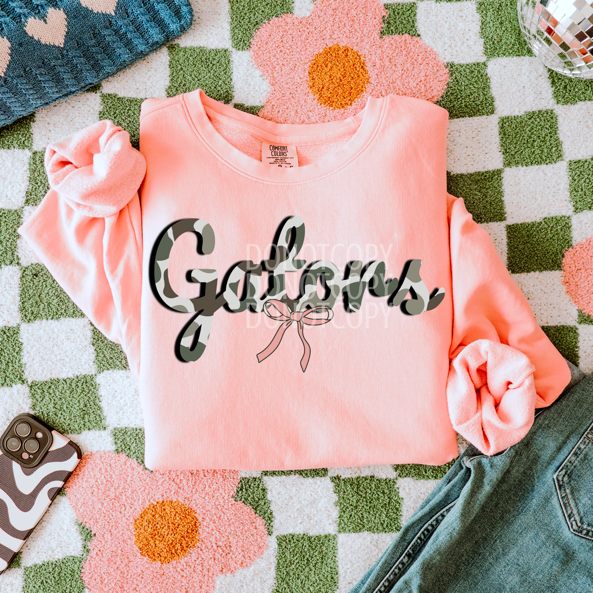 gators camo with pink bow (CSG) DTF Transfer