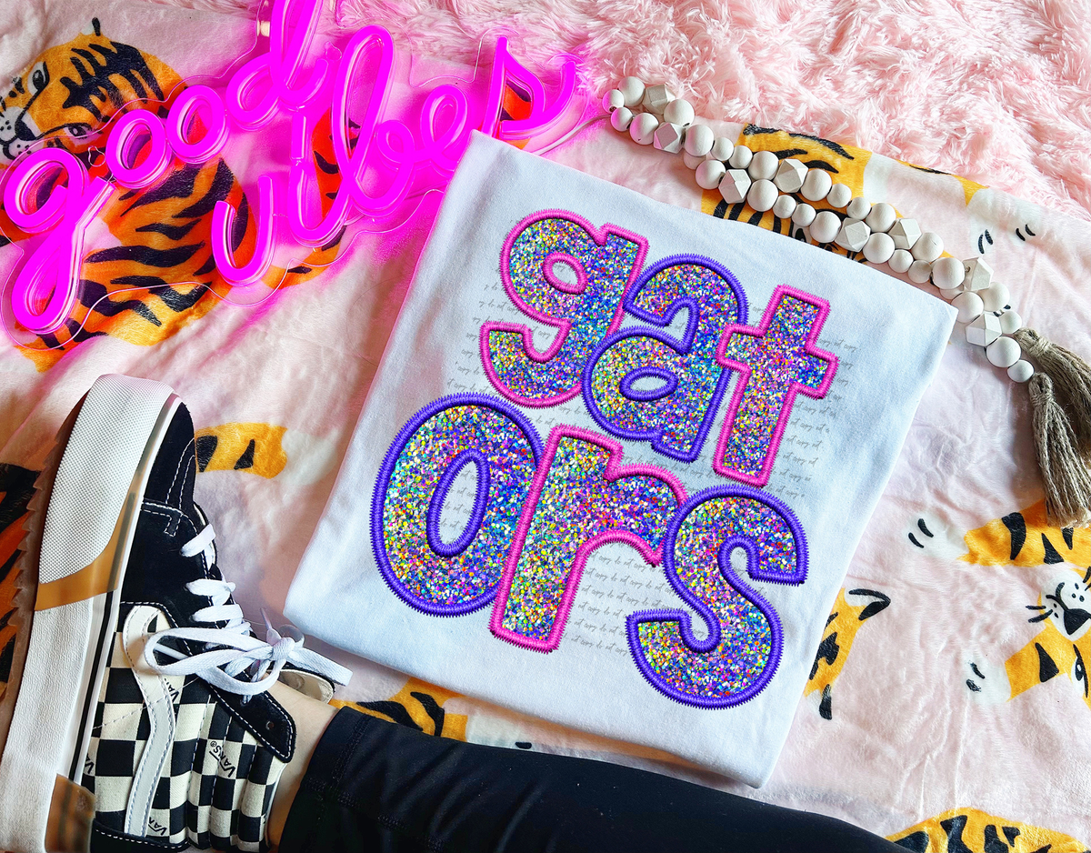 Gators Faux Embroidery Pink Blue 76054 DTF Transfer