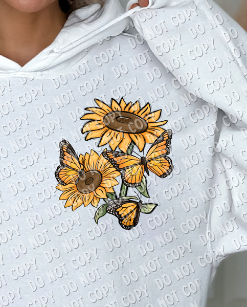 Sunflowers and butterflies POCKET 11403 DTF TRANSFER