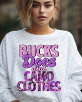 Bucks, does, and camo clothes purple 11408 DTF TRANSFER