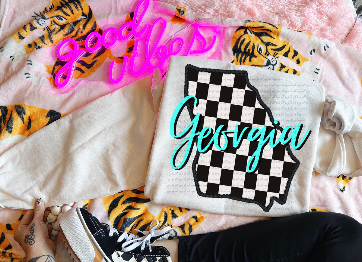 Georgia Fuax Embroidery Checkered 59271 DTF transfer
