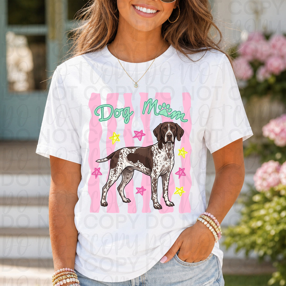 Dog mom PINK stripes german short hair pointer (UAC) DTF Transfer