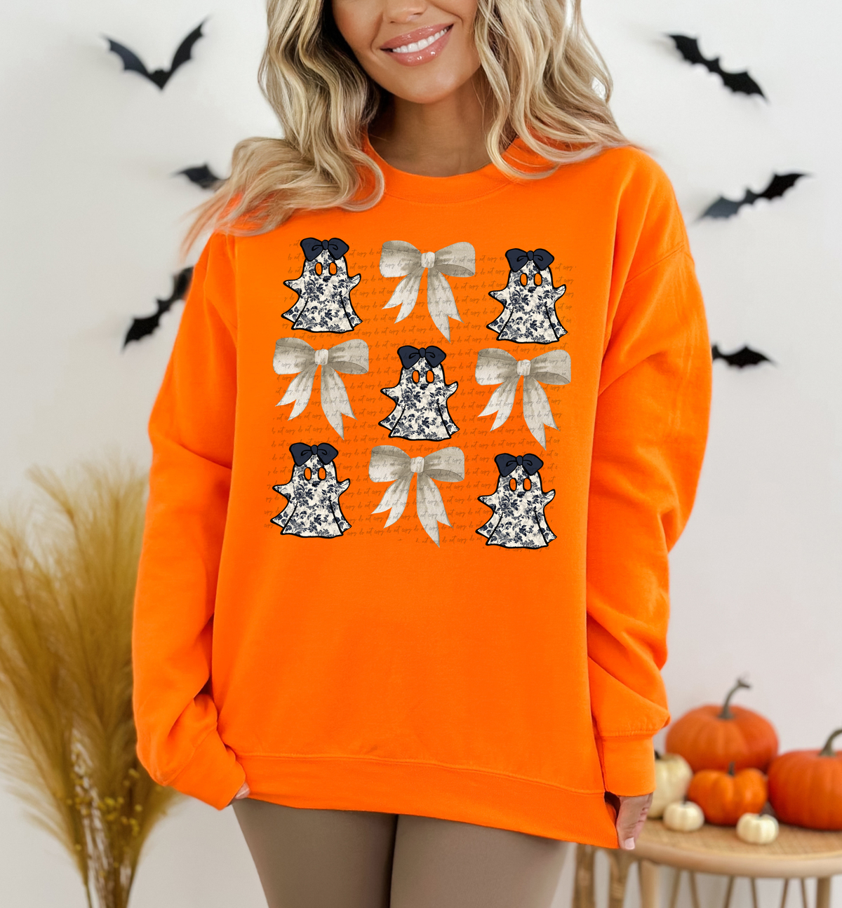 Ghost Fall Leaves Filled Bow 59867 DTF Transfer