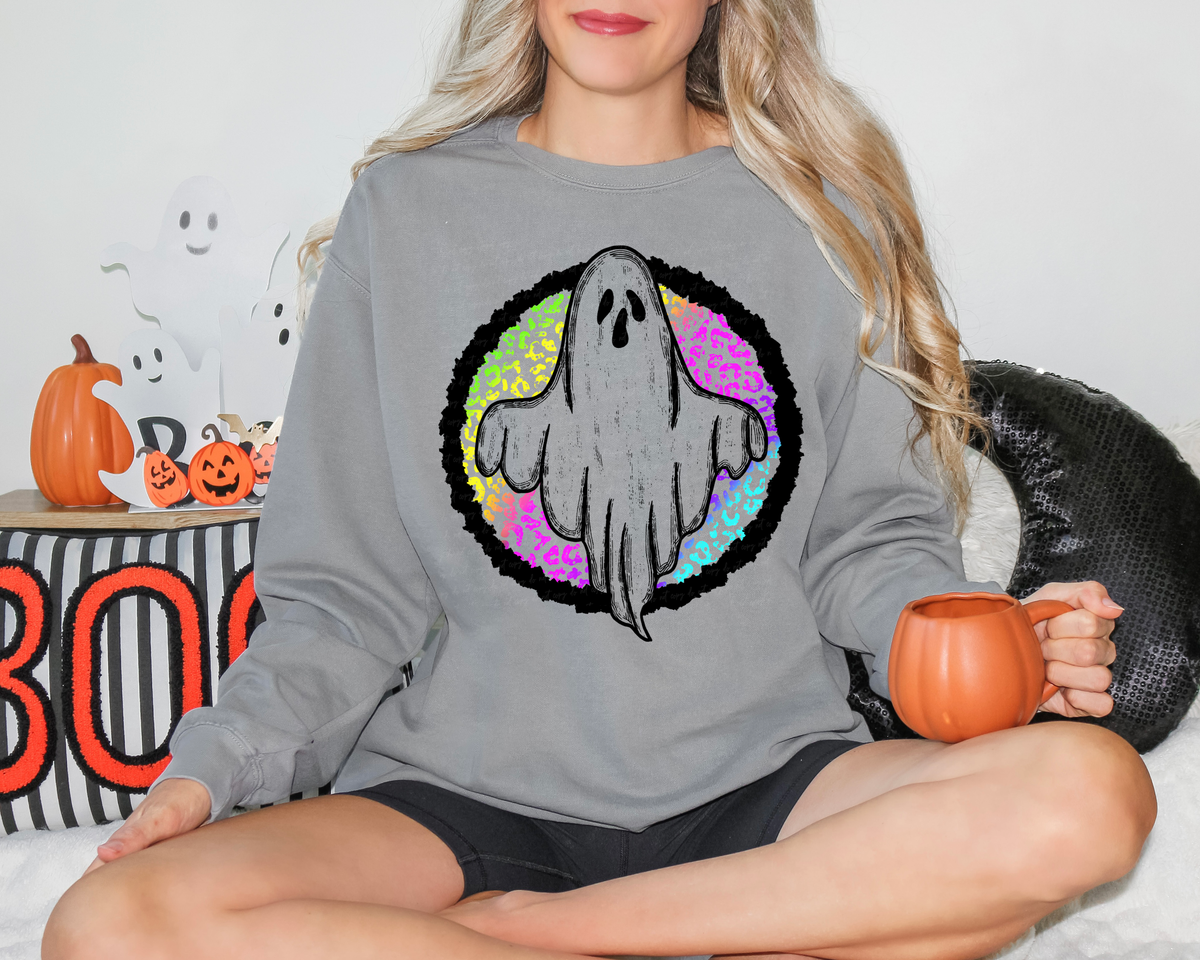 Ghost Circle Leopard Background Rainbow 115887 DTF Transfer