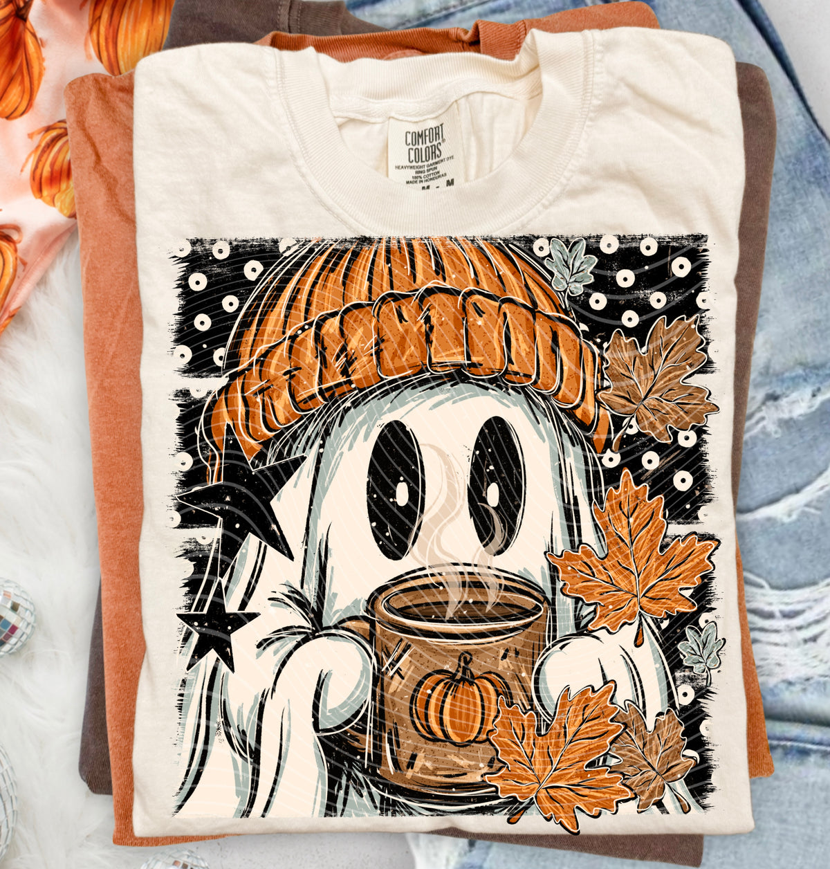 Ghost in orange bogging with leaves (AG) DTF Transfer