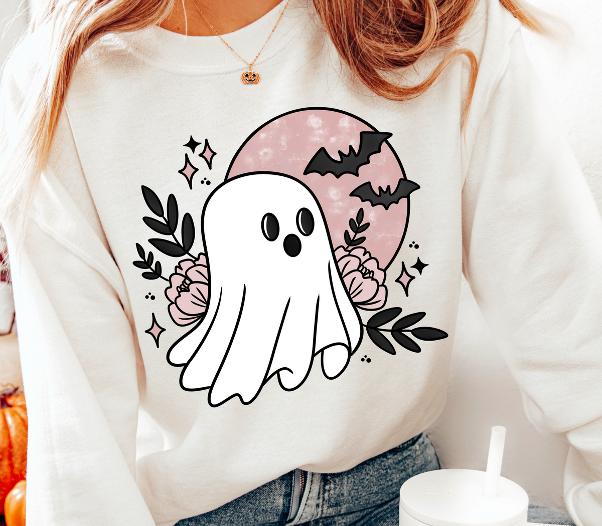 Ghost with pink moon (CMLD) DTF transfer