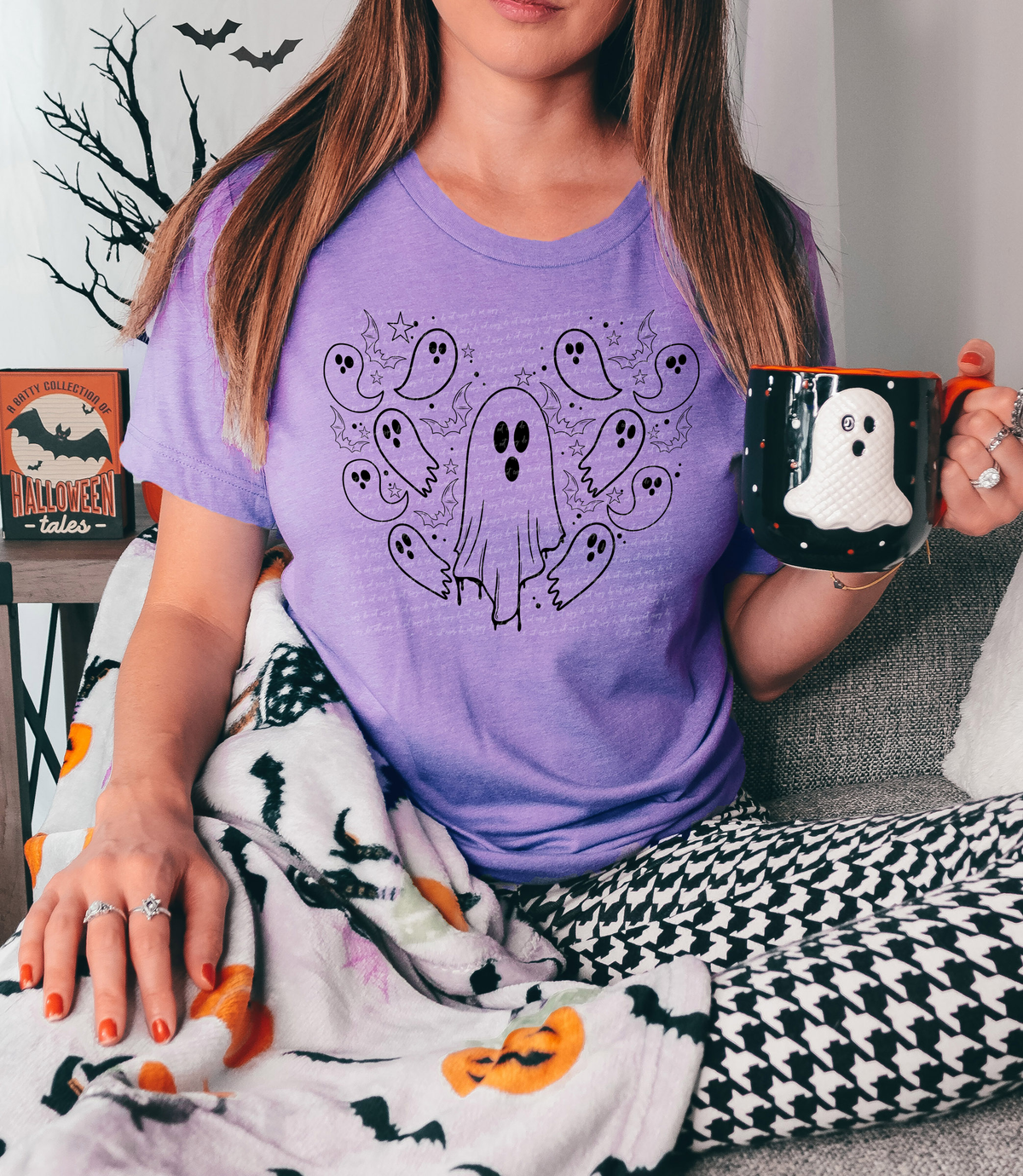 Ghosts And Bats Heart Black 59871 DTF Transfer