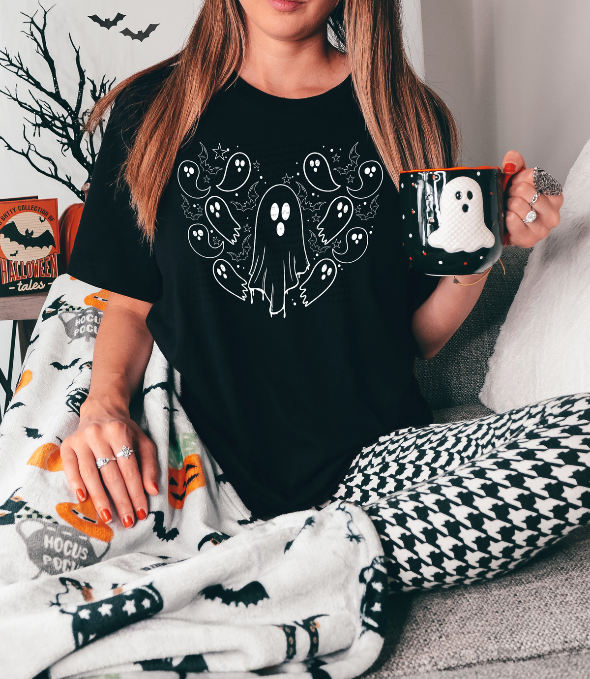 Ghosts And Bats Heart White 59873 DTF Transfer