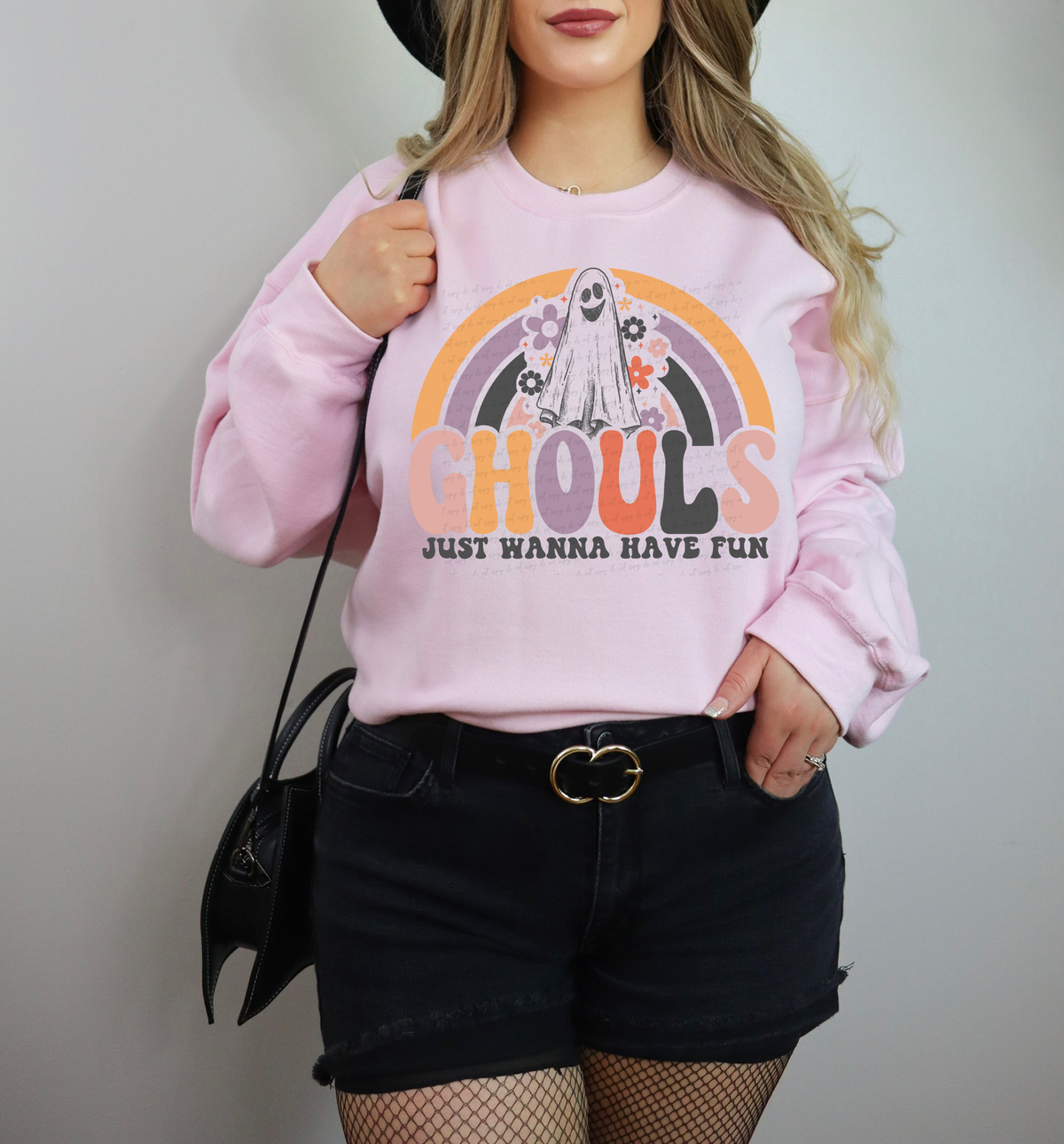 Ghouls Just Wanna Have Fun Retro Rainbow Ghost 114775 DTF transfer