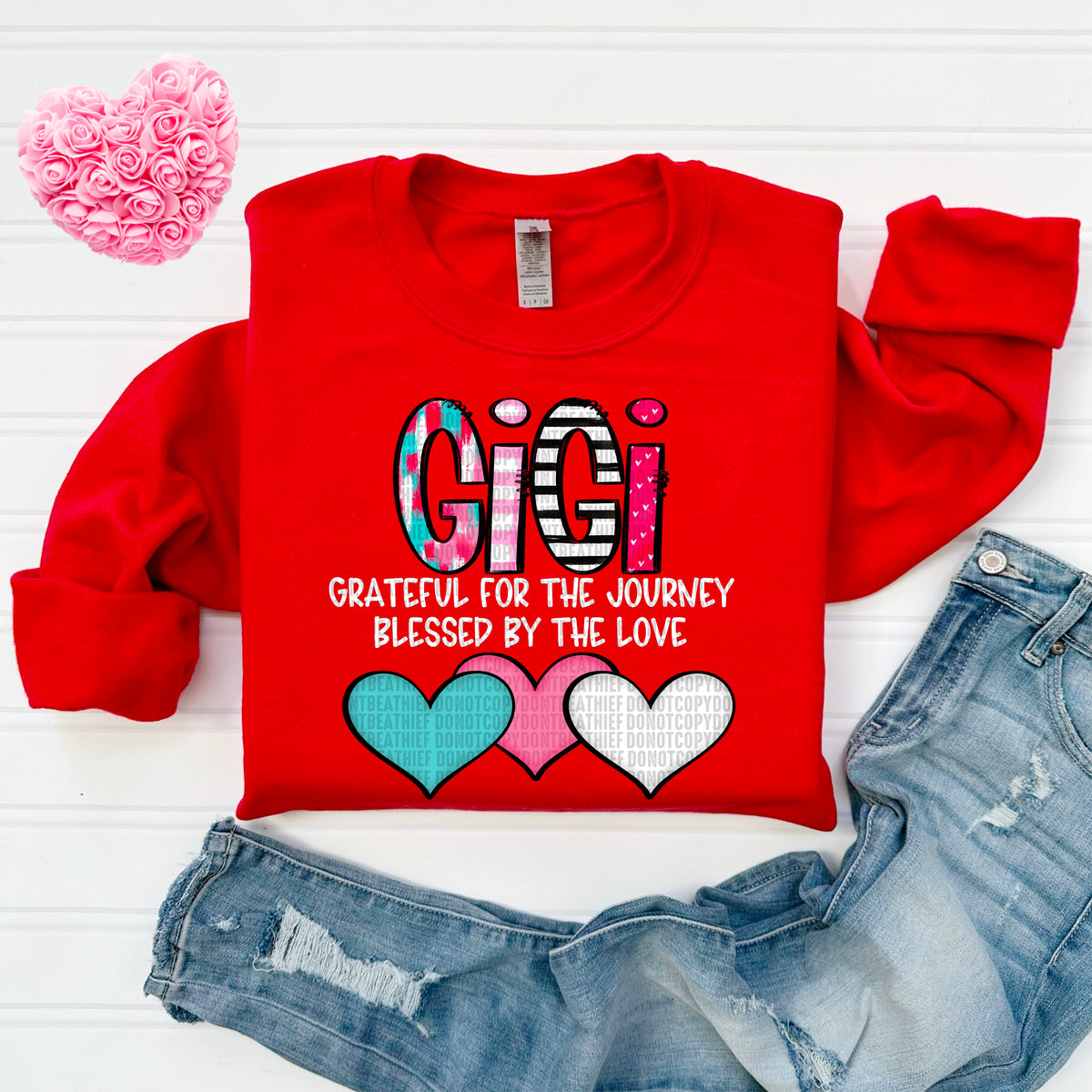 GIGI *White/With Hearts* (SDD) 72409 DTF Transfer