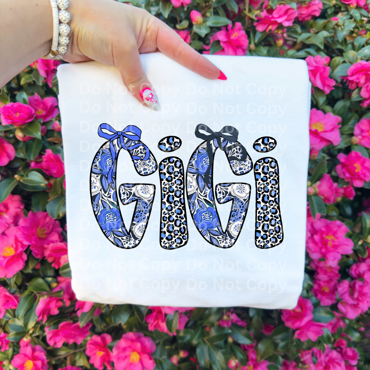 Gigi (blue floral and leopard) (Irene) DTF Transfer