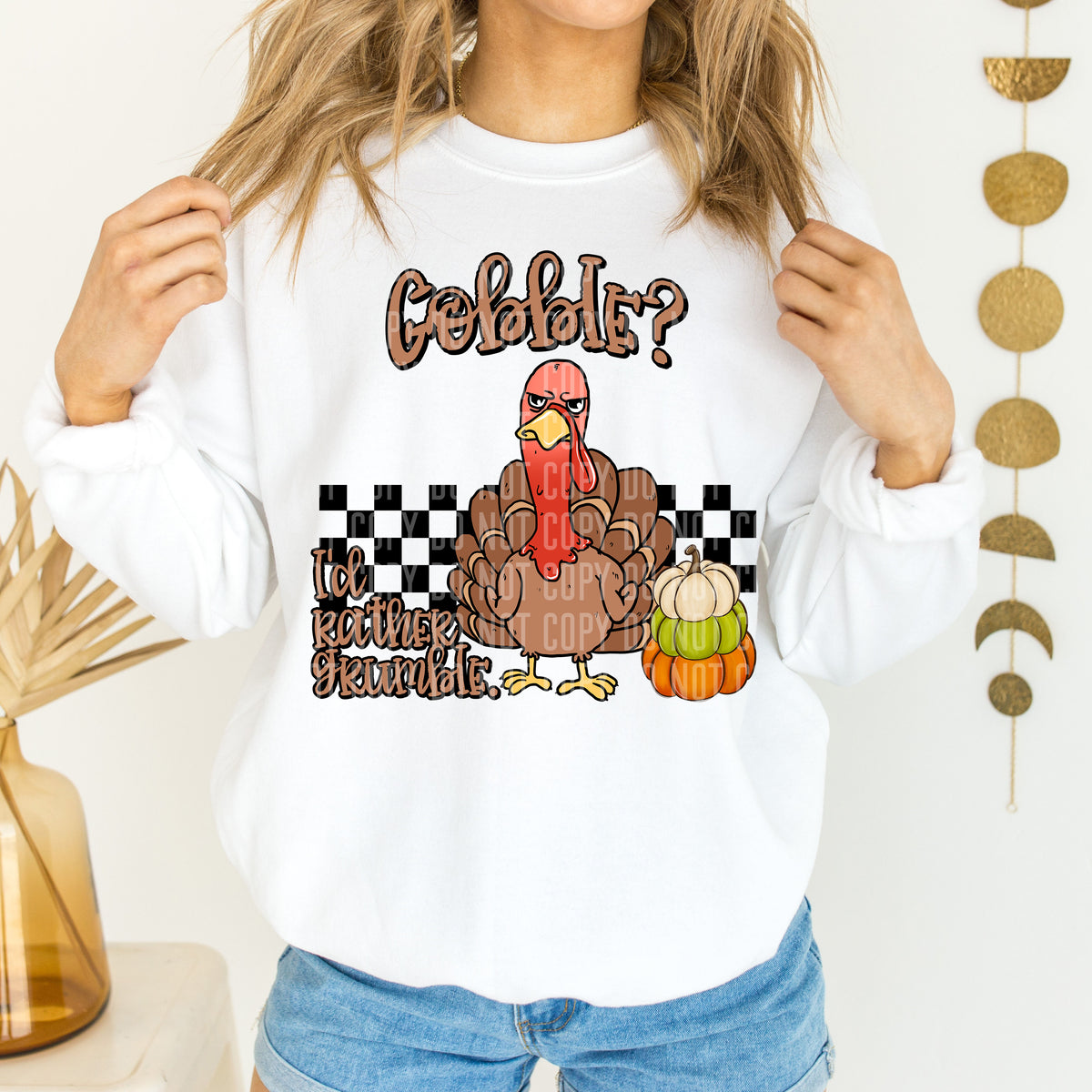 Gobble? I'd Rather Grumble. - Grumpy Turkey 63856 DTF transfer