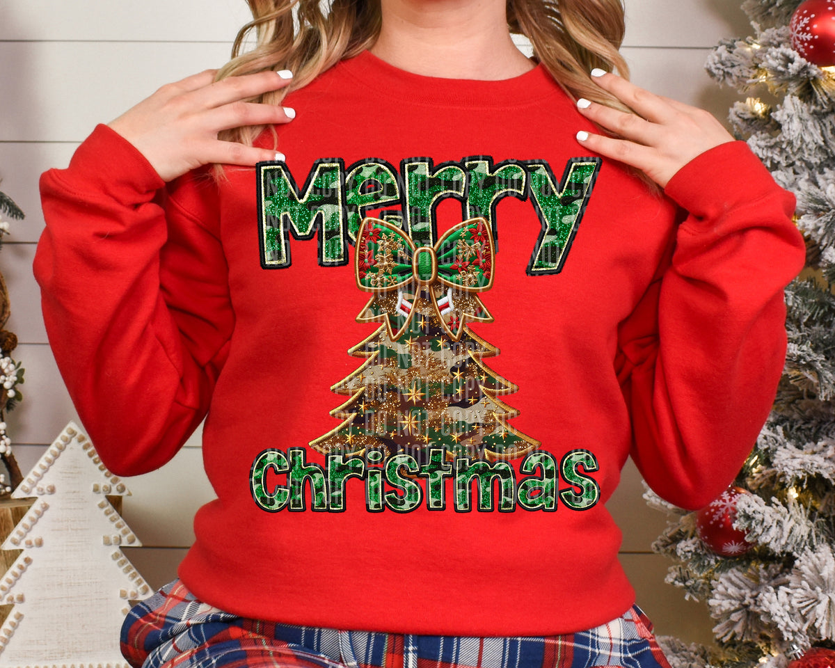 Merry Christmas Tree Bow 69049 DTF transfer