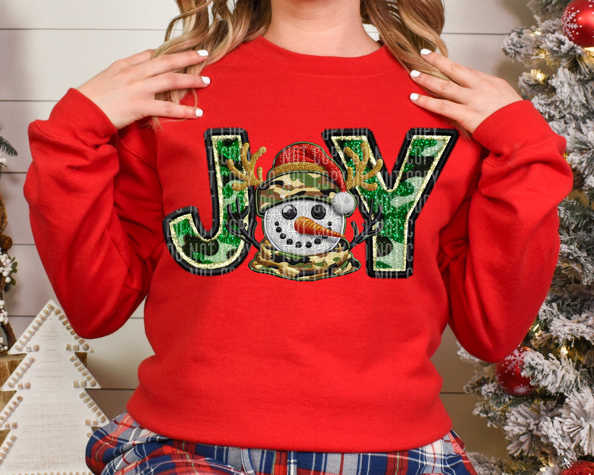 Joy Snowman Faux Embroidery 69053 DTF transfer